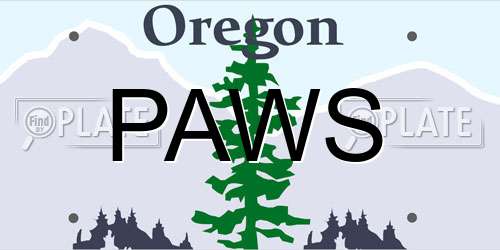 PAWS Oregon License Plate