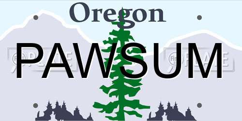 PAWSUM Oregon License Plate