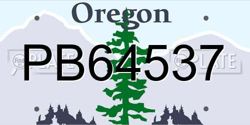PB64537 Oregon License Plate