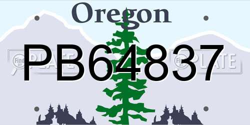 PB64837 Oregon License Plate