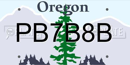 PB7B8B Oregon License Plate