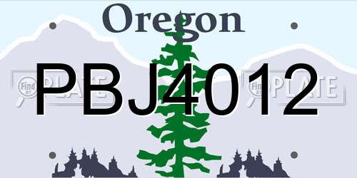 PBJ4012 Oregon License Plate
