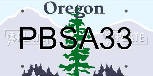 PBSA33 Oregon License Plate