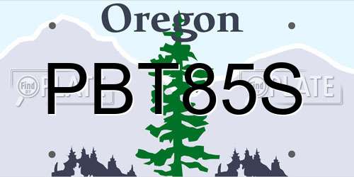 PBT85S Oregon License Plate