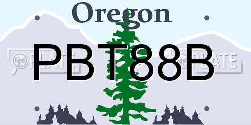 PBT88B Oregon License Plate