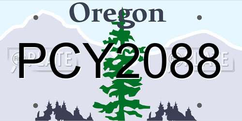 PCY2088 Oregon License Plate