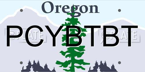 PCYBTBT Oregon License Plate