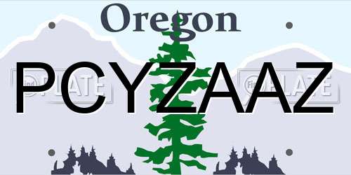 PCYZAAZ Oregon License Plate