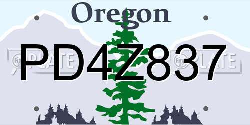 PD4Z837 Oregon License Plate
