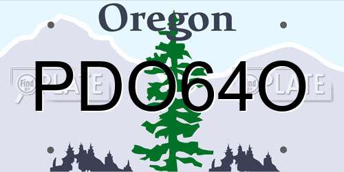 PDO64O Oregon License Plate
