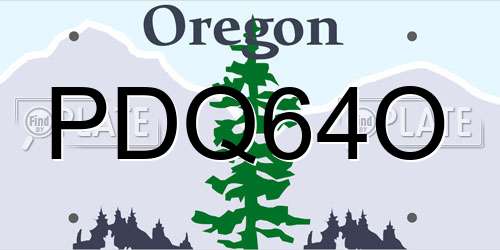 PDQ64O Oregon License Plate
