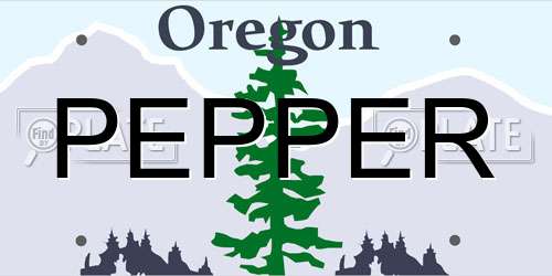PEPPER Oregon License Plate
