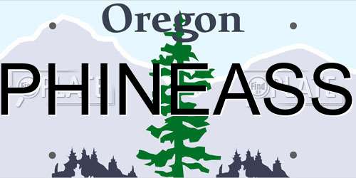 PHINEASS Oregon License Plate