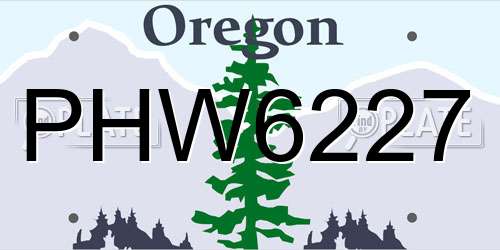 PHW6227 Oregon License Plate