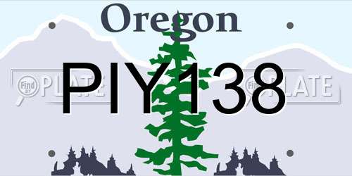 PIY138 Oregon License Plate