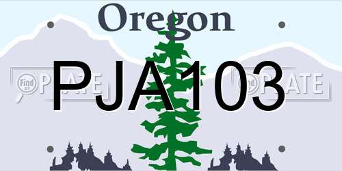 PJA103 Oregon License Plate