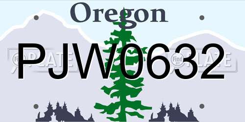PJW0632 Oregon License Plate