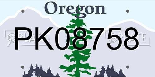 PK08758 Oregon License Plate