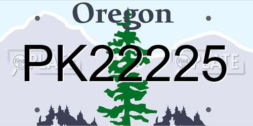 PK22225 Oregon License Plate