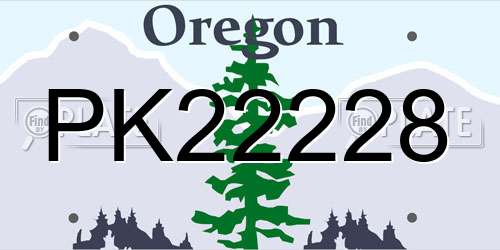 PK22228 Oregon License Plate