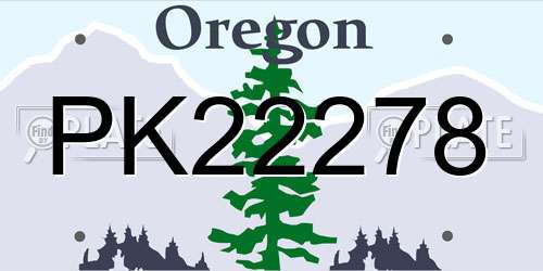 PK22278 Oregon License Plate