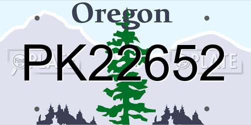 PK22652 Oregon License Plate