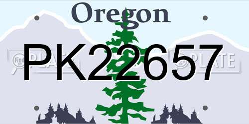 PK22657 Oregon License Plate