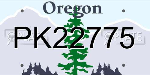 PK22775 Oregon License Plate