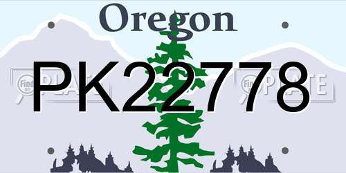 PK22778 Oregon License Plate