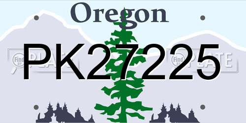 PK27225 Oregon License Plate