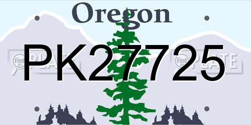PK27725 Oregon License Plate