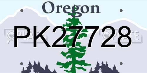PK27728 Oregon License Plate