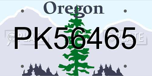 PK56465 Oregon License Plate