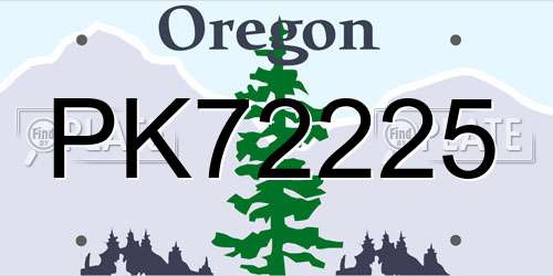 PK72225 Oregon License Plate