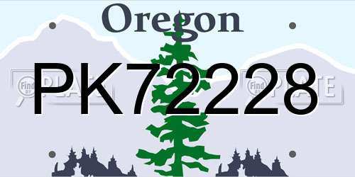 PK72228 Oregon License Plate