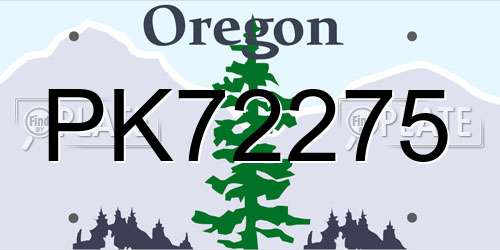 PK72275 Oregon License Plate