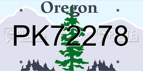 PK72278 Oregon License Plate