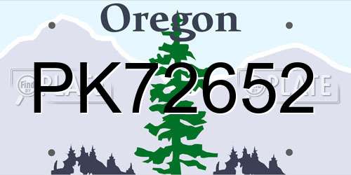 PK72652 Oregon License Plate