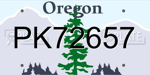 PK72657 Oregon License Plate