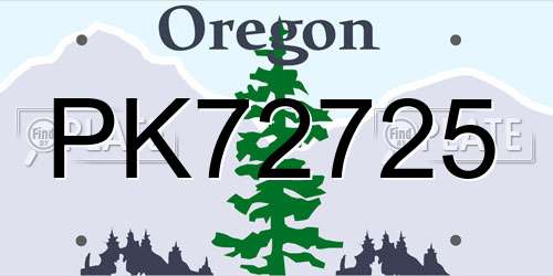 PK72725 Oregon License Plate
