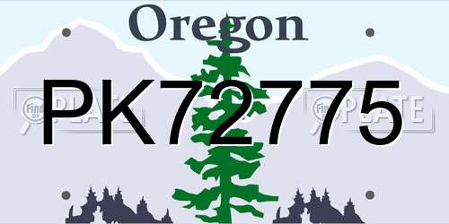 PK72775 Oregon License Plate