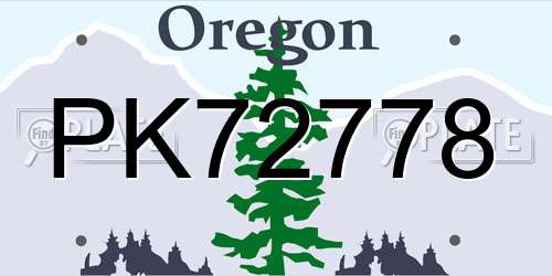 PK72778 Oregon License Plate