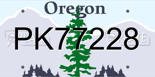 PK77228 Oregon License Plate
