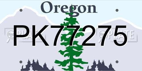 PK77275 Oregon License Plate
