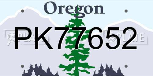 PK77652 Oregon License Plate
