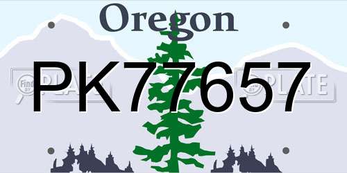 PK77657 Oregon License Plate