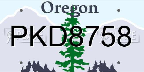 PKD8758 Oregon License Plate