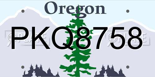 PKQ8758 Oregon License Plate
