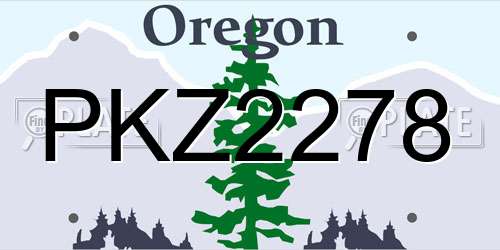 PKZ2278 Oregon License Plate