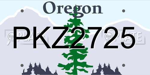 PKZ2725 Oregon License Plate